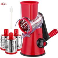 Kitchen Rotary Cheese Grater with Handle - 3 in 1 Cheese Shredder Rotary Grater Stainless Steel Handheld, Vegetable Slicer fo...