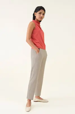 High-waist Barrel Trouser - Stone | Size: S