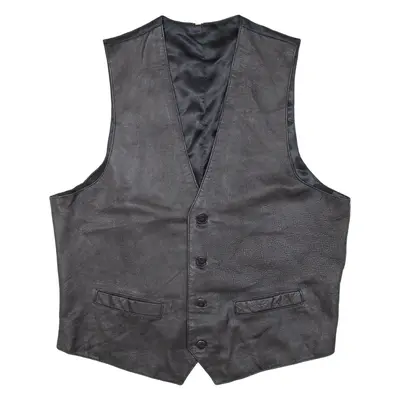 GATSBY Mens Waistcoat Black Leather L