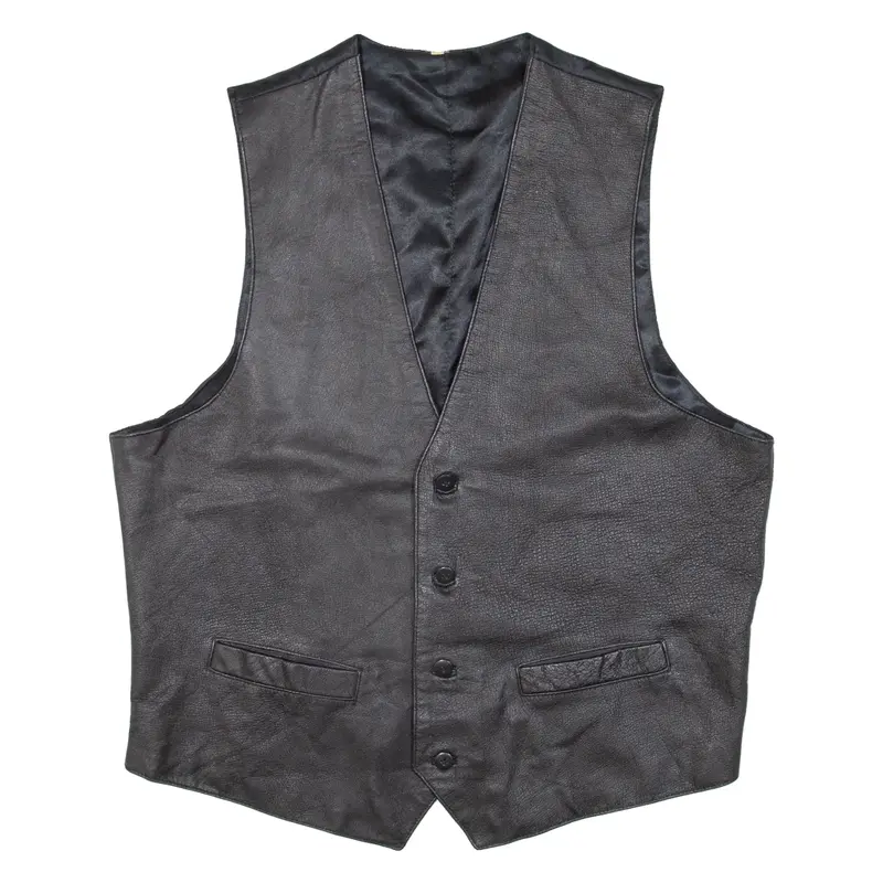 GATSBY Mens Waistcoat Black Leather L