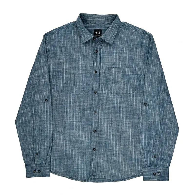 Armani Exchange Shirt - Large Blue Cotton