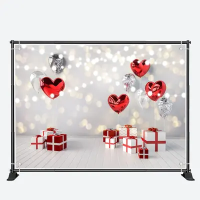 Gift Box Heart Balloon Bokeh Valentines Day Backdrop - Aperturee