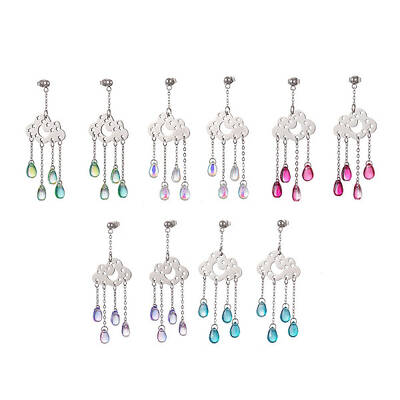 Long Chain with Transparent Glass Beads Dangle Stud Earrings