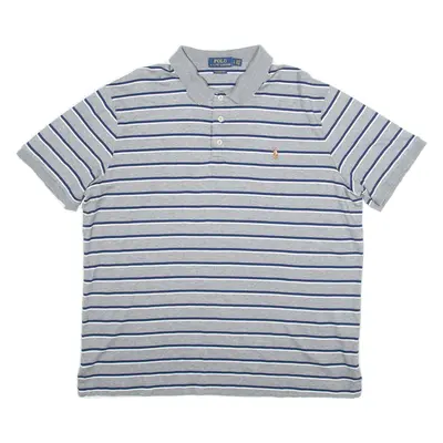 POLO RALPH LAUREN Classic Fit Mens Polo Shirt Grey Striped L
