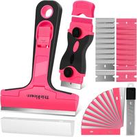 【Deals for You Days】THINKLEARN Razor Blade Scraper Tool, 2Pcs Pink Cleaning Razor Scraper for Glass with 40Pcs Replacemen...