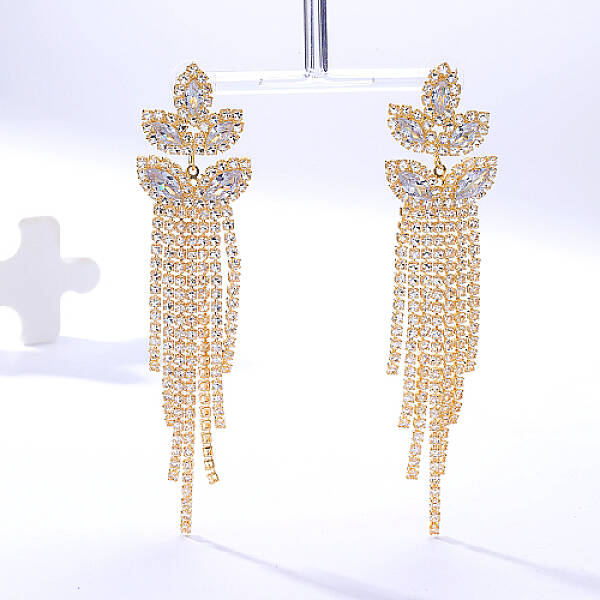 Real 18K Gold Plated Brass Dangle Stud Earrings