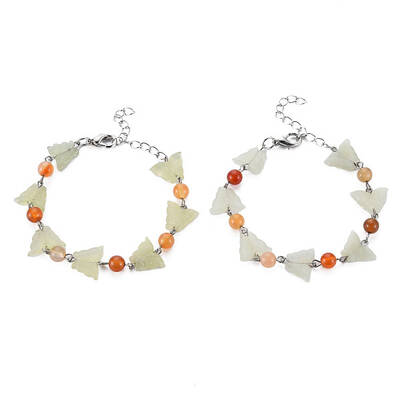 Butterfly Natural New Jade Beaded Bracelets for Girl Women