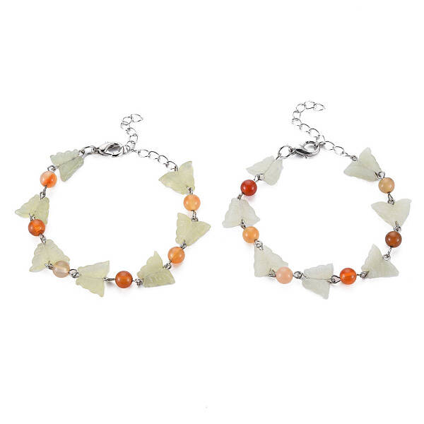 Butterfly Natural New Jade Beaded Bracelets for Girl Women