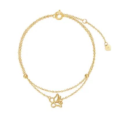 14K Gold Butterfly Charm Bracelet