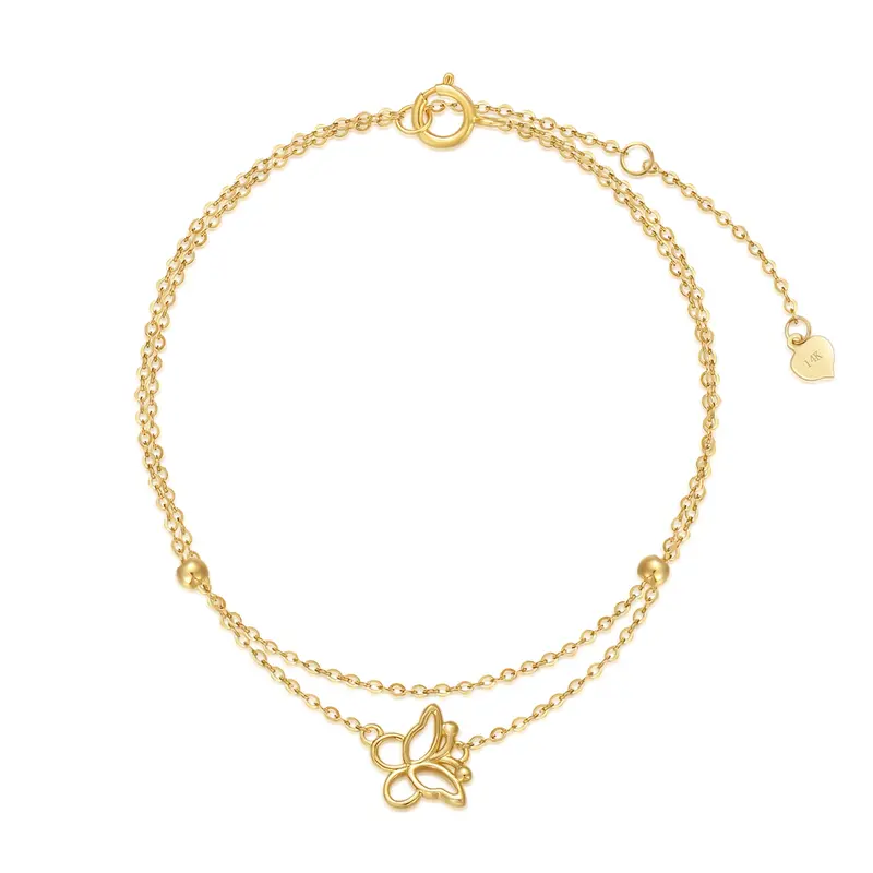 14K Gold Butterfly Charm Bracelet