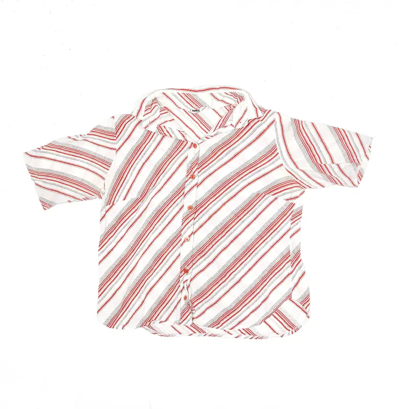 VALERY Red Striped Short Sleeve Shirt Womens L