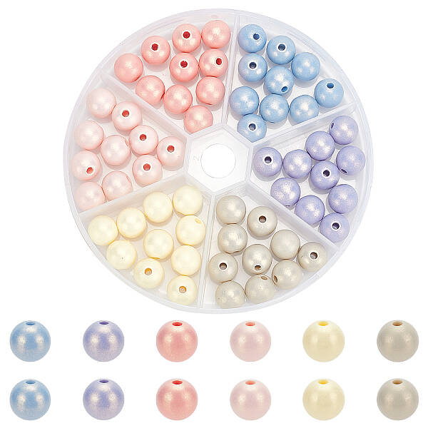 60Pcs 6 Colors  Opaque Resin Beads