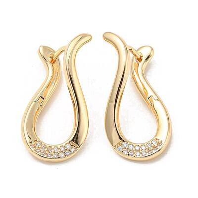 Brass with Clear Cubic Zirconia Hoop Earrings