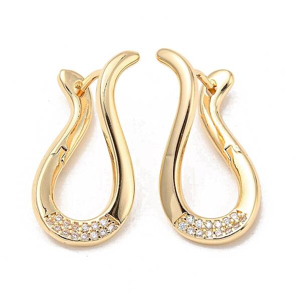 Brass with Clear Cubic Zirconia Hoop Earrings