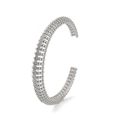 Brass Micro Pave Cubic Zirconia Hollow Cuff Bangles