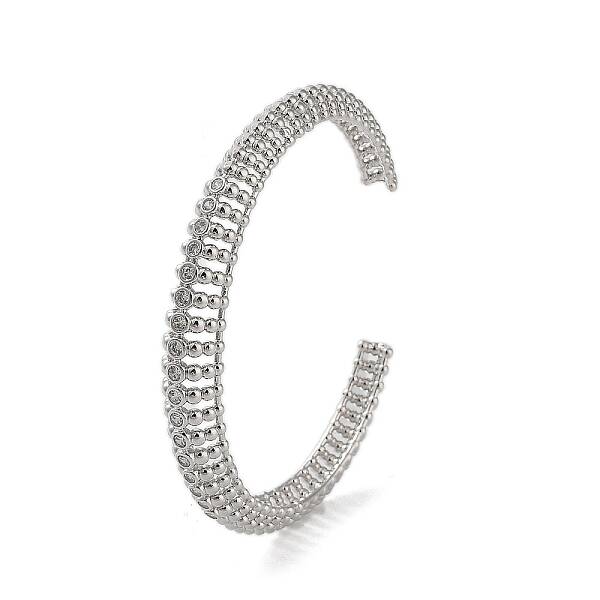 Brass Micro Pave Cubic Zirconia Hollow Cuff Bangles