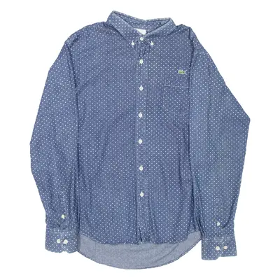 LACOSTE Mens Shirt Blue Spotted Long Sleeve S