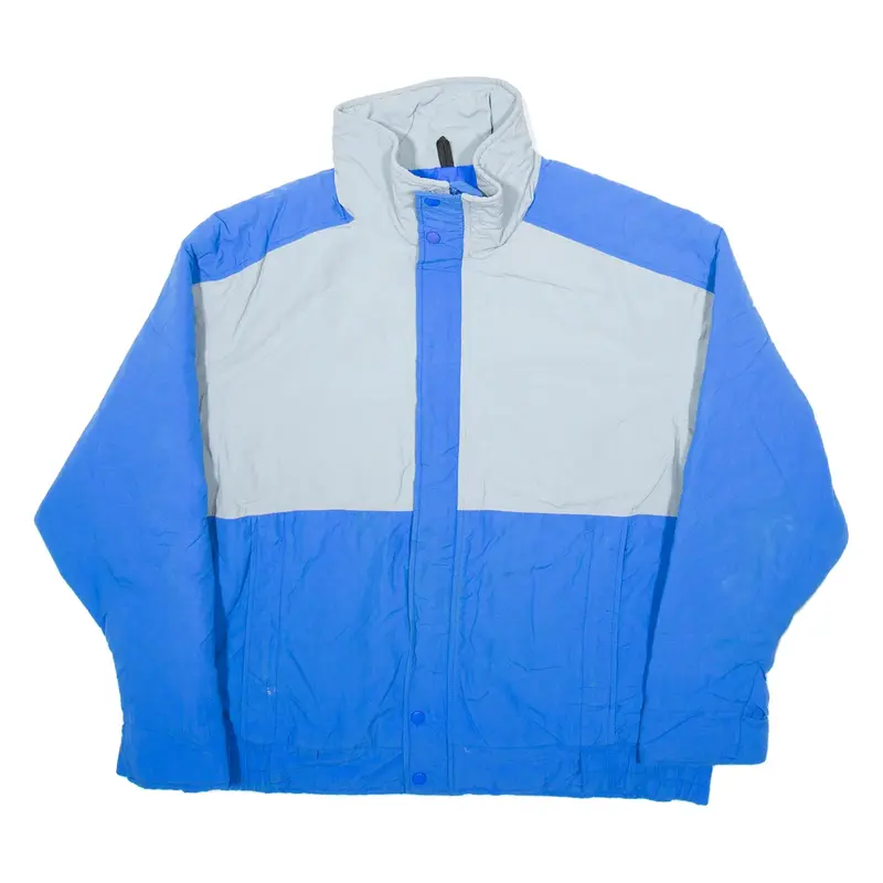 WOOLRICH Mens Raincoat Blue Nylon Colourblock L