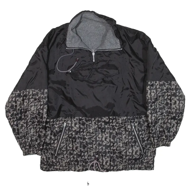 SIDEWALK Reversible Pullover Jacket Black Nylon Mens M