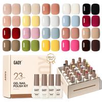 GAOY 23 Pcs Uv Gel Nail Polish Kit, Red Blue Green Jelly Colors All Seasons Gel Nail Polish Set with Glossy & Matte Top Coat ...