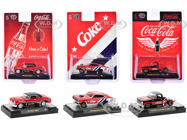 Coca-Cola Set of 3 pieces Release 43 Limited Edition to 10000 pieces Worldwide 1/64 Diecast Model Cars by M2 Machines
