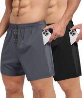 SHOWITTY 2 Pack ‌Plus Size Men's Gym Workout Shorts with Zipper Pockets- ‌ 5' Quick Dry Summer Athletic Running Casual Ba...