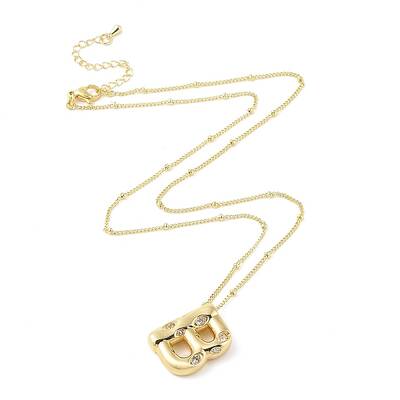Brass Micro Pave Clear Cubic Zirconia Pendant Necklaces