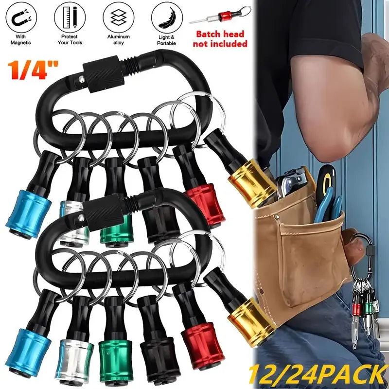 12/24 PACK Screwdriver Bit Holder, Hex Shank Quick Release Keychain Screwdriver Drill Bit Holder Bit Set,Hexagonal Handle Scr...