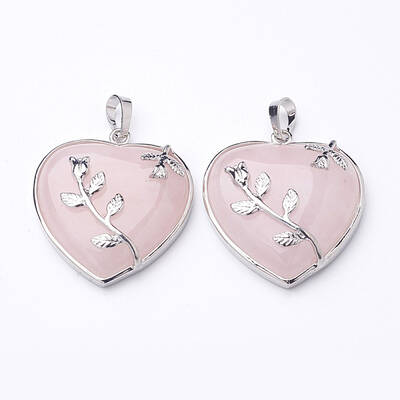 Heart Natural Rose Quartz Pendants