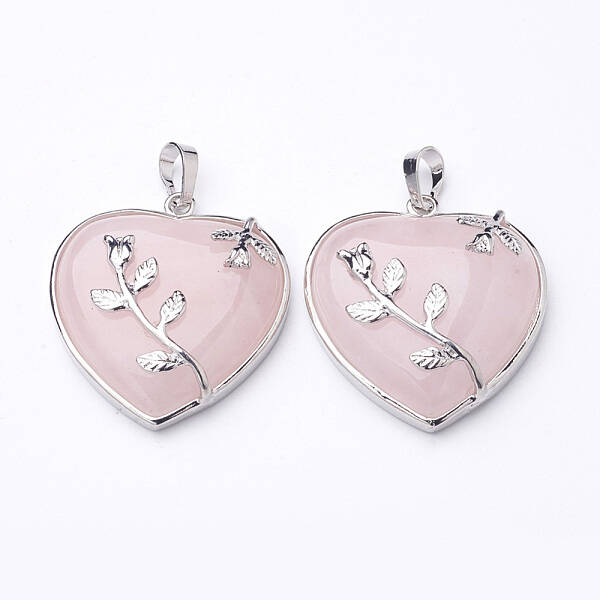 Heart Natural Rose Quartz Pendants