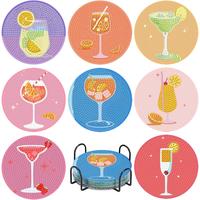 8 count  Painting Coasters,Retro  Painting Kits,Vintage   Art Coasters,5D DIY Full Drill  Dots, Art Kits for Adults Arts and ...