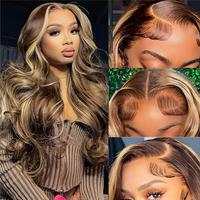 Highlight P4/27 Honey Blonde Body Wave Lace Front Wig 13x6 Brown Colored Human Hair Wigs with Baby Hair for Women 99J/Natural...