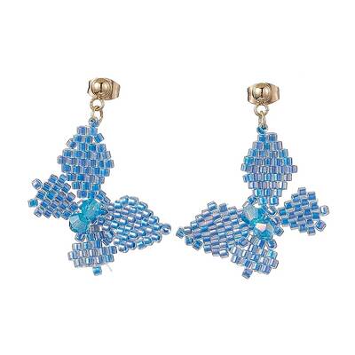 Glass Seed Beaded Dangle Stud Earrings