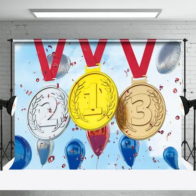Blue Sky Balloons Paris 2024 Olympic Medal Backdrop - Aperturee