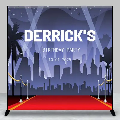Hollywood Red Carpet Custom Birthday Party Backdrop - Aperturee