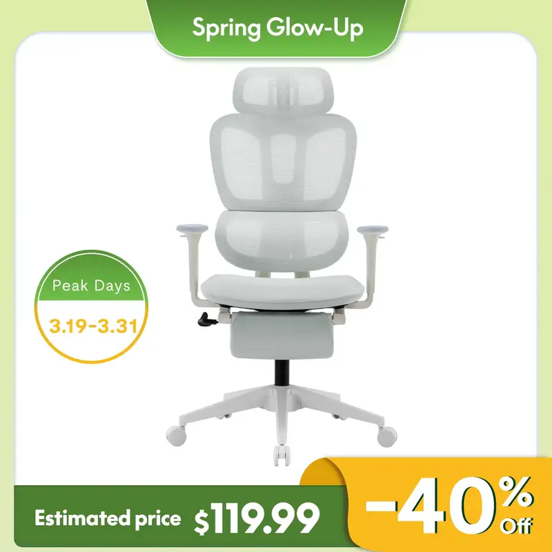 【BackToSchool】FlexiSpot Ergonomic Mesh Office Chair, High Mesh Desk Chair with Dynamic Lumbar Support, Adjustable Headres...