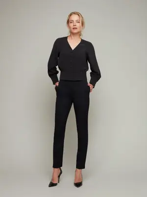 LAVENDER | Drop-Waist Blouse | Color: Black | Size: S