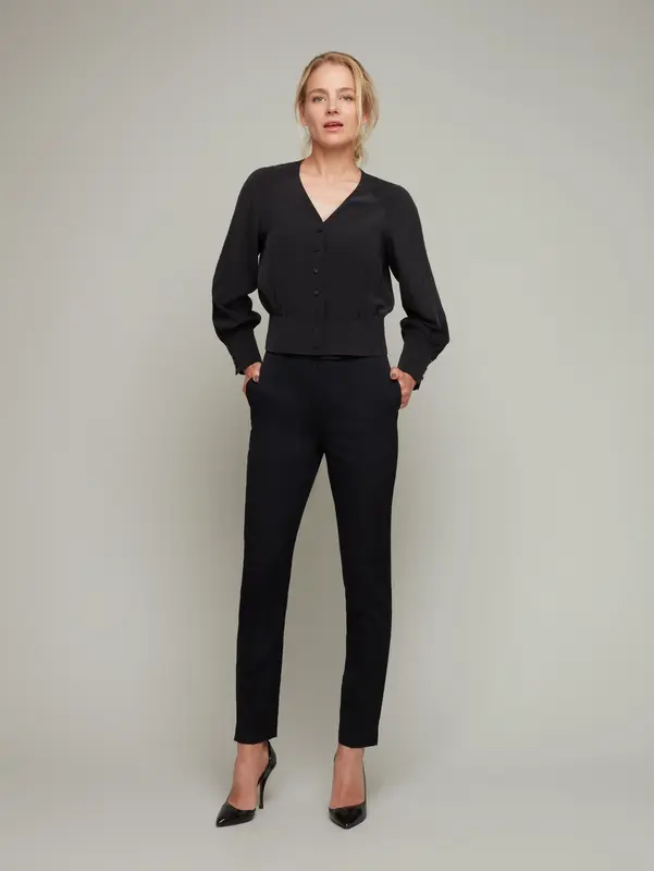 LAVENDER | Drop-Waist Blouse | Color: Black | Size: S
