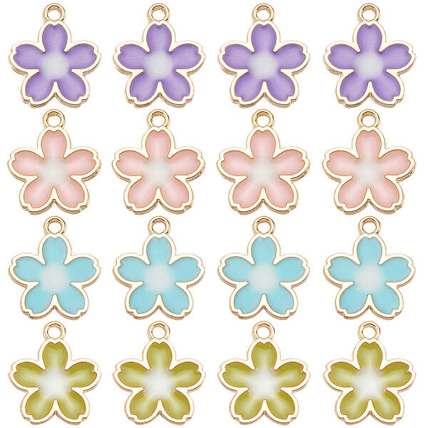 40Pcs Alloy Enamel Pendants