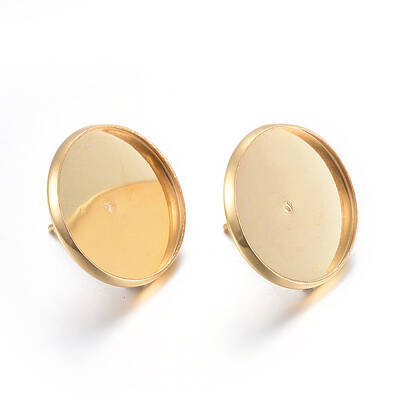 Flat Round 304 Stainless Steel Stud Earring Settings