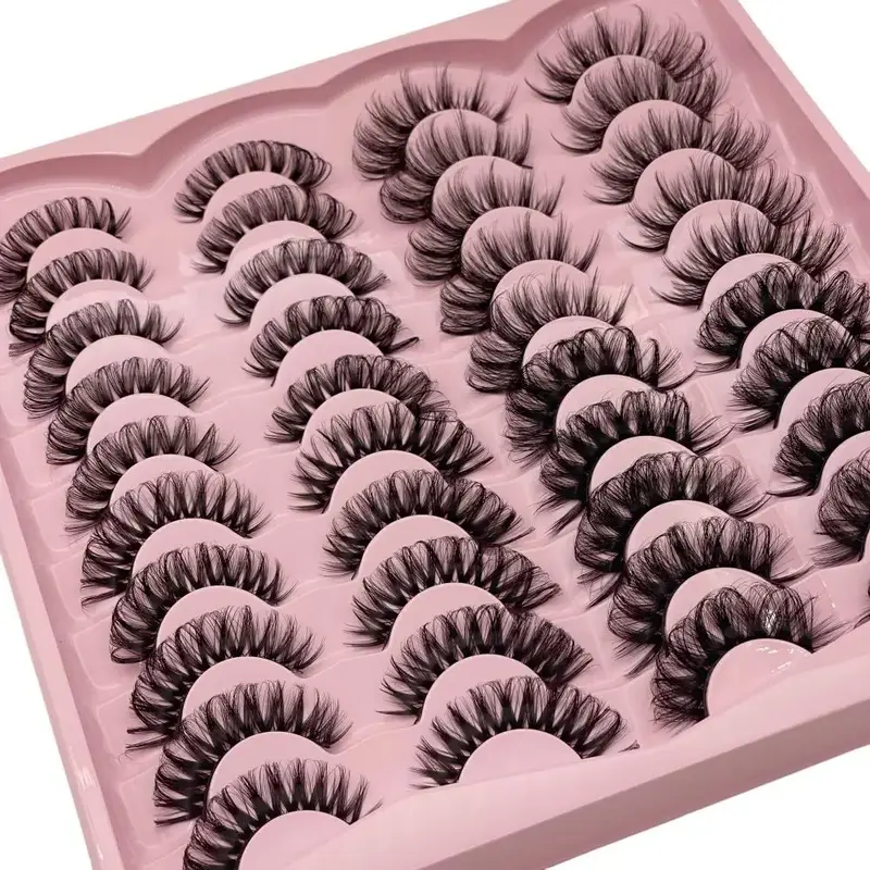 4 Styles Fluffy False Eyelashes, 20 Pairs Black Thickened Natural Curl Eyelashes for Lashes Extensions, Volumized False Eyela...