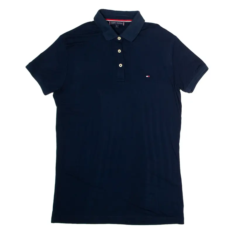 TOMMY HILFIGER Womens Polo Shirt Blue Viscose XL