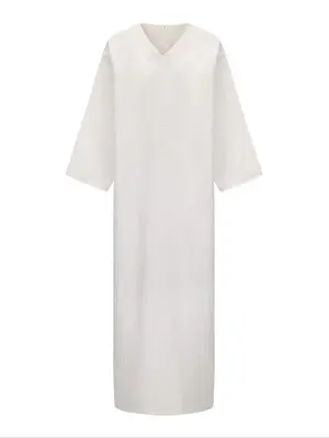 Men's Ethnic Pattern Embroidery V Neck Long Robe, Loose Casual Comfy Long Sleeve Dressing Gown for Daily Wear, Men's Islamic ...