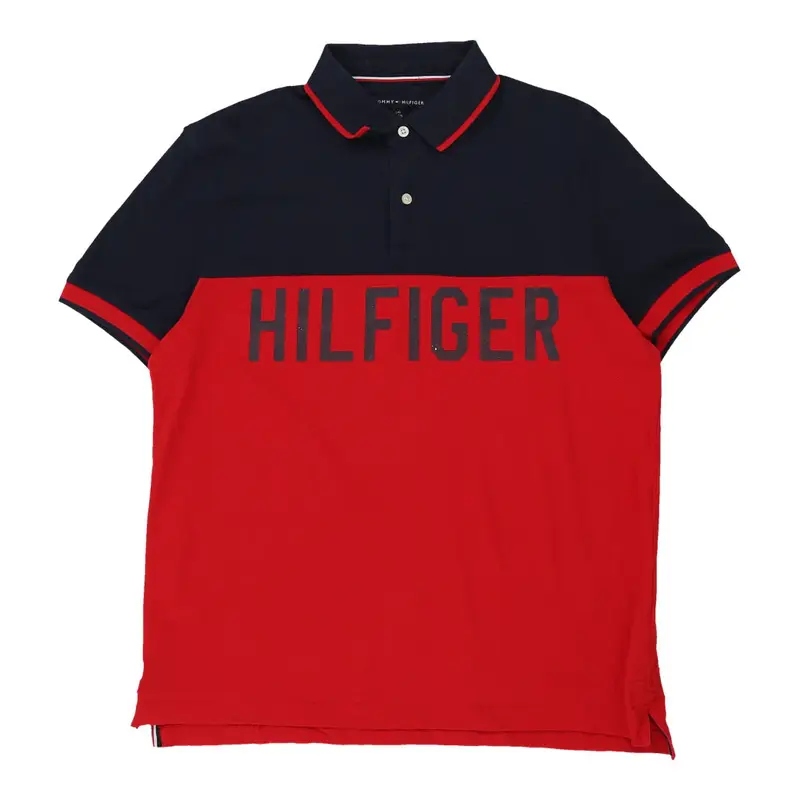 Tommy Hilfiger Spellout Polo Shirt - Large Block Colour Cotton