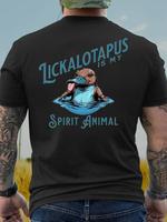 Men's Regular Fit Letter & Animal Print Round Neck Tee, Casual Short Sleeve Crew Neck T-shirt for Summer, Fashion Men's Top f...