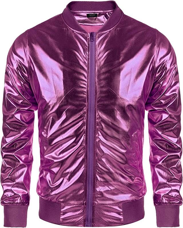 70s Disco Christmas Party Zip-up Jacket (US Only), Purple / XXXL