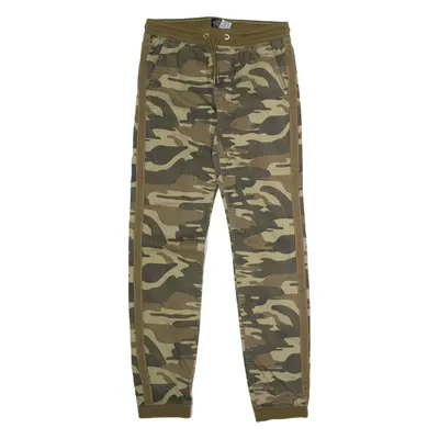 SKATE NATION Cuffed Camouflage Cargo Boys Trousers Green Regular Tapered W28 L28