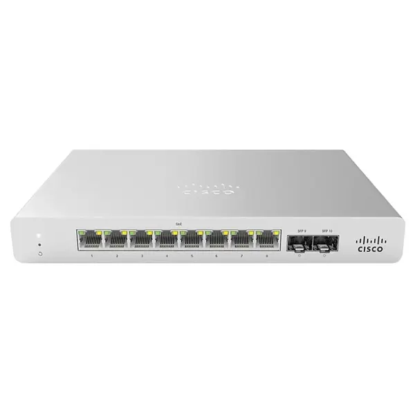 MS120-8LP Cisco MS210-8 8 x Ports PoE+ 10/100/1000Base-T + 2 x SFP Ports Layer 2 Managed 1U Rack-mountable Gigabit Ethernet N...