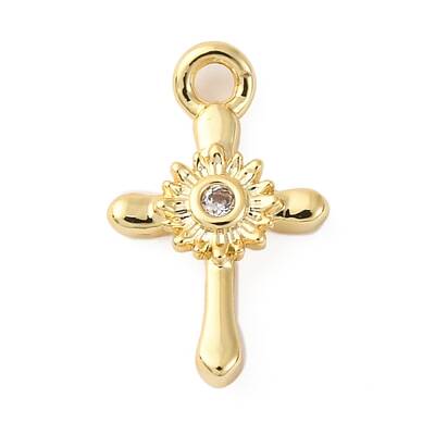 Brass Micro Pave Clear Cubic Zirconia Charms