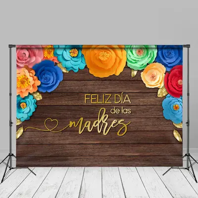 Iridescent Floral Wooden Mothers Day Party Backdrop - Aperturee
